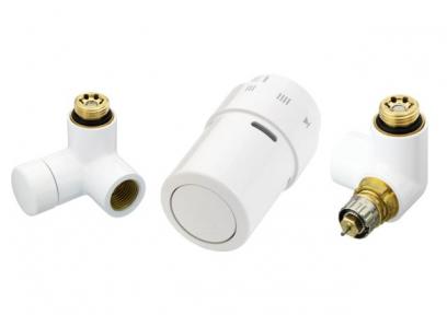 Комплект для правого подключения к радиатору, белый RAL9016: запорный клапан RA-URX, термостатический клапан RLV-X, термостатичий элемент RAX