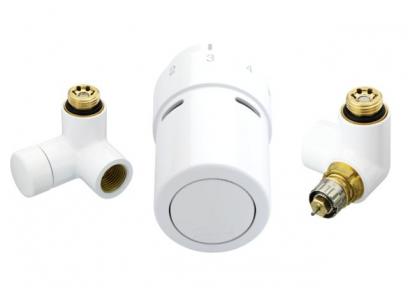 Комплект для правого подключения к радиатору, белый RAL9016: запорный клапан RA-URX, термостатический клапан RLV-X, термостатичий элемент RTX